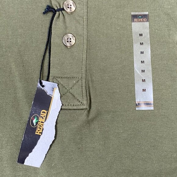 RedHead Mens Shirt M Green Henley Long Sleeve Cotton/Polyester Casual Everyday W - Picture 5 of 14